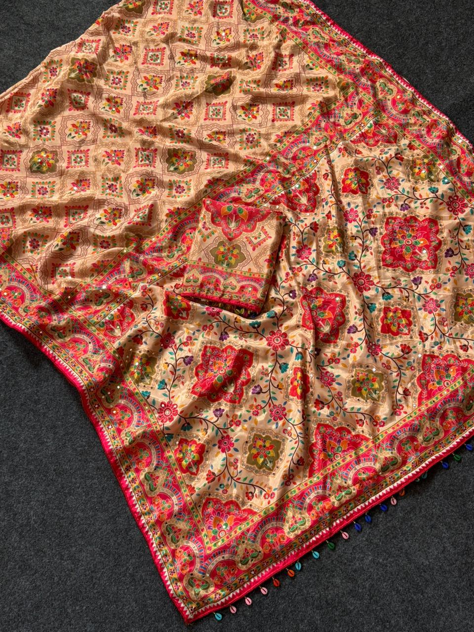 New Instagram Trending Ajrakh Saree Launch