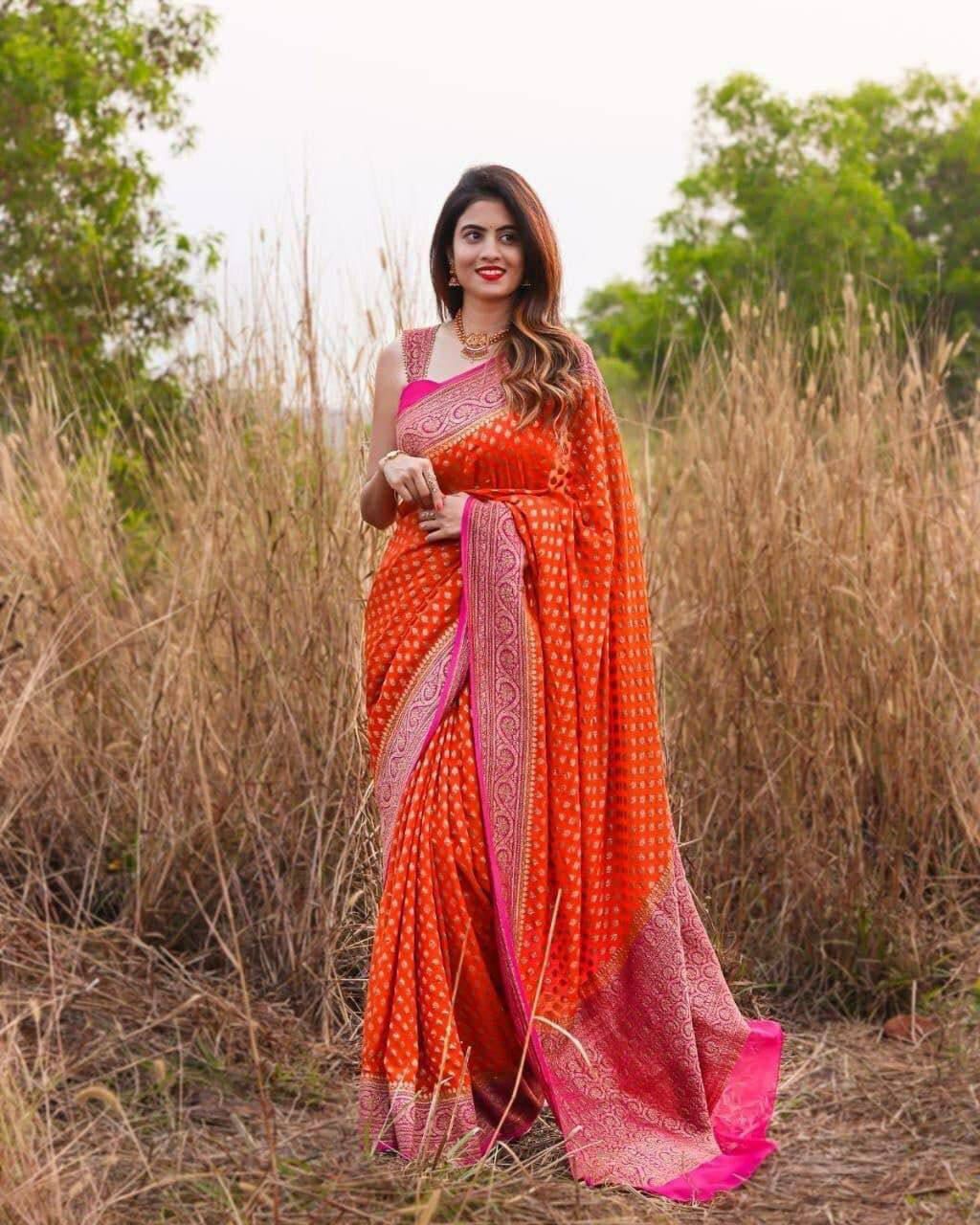 Soft Lichi Silk Jacquard Border Saree – Elegant Wedding & Party Wear