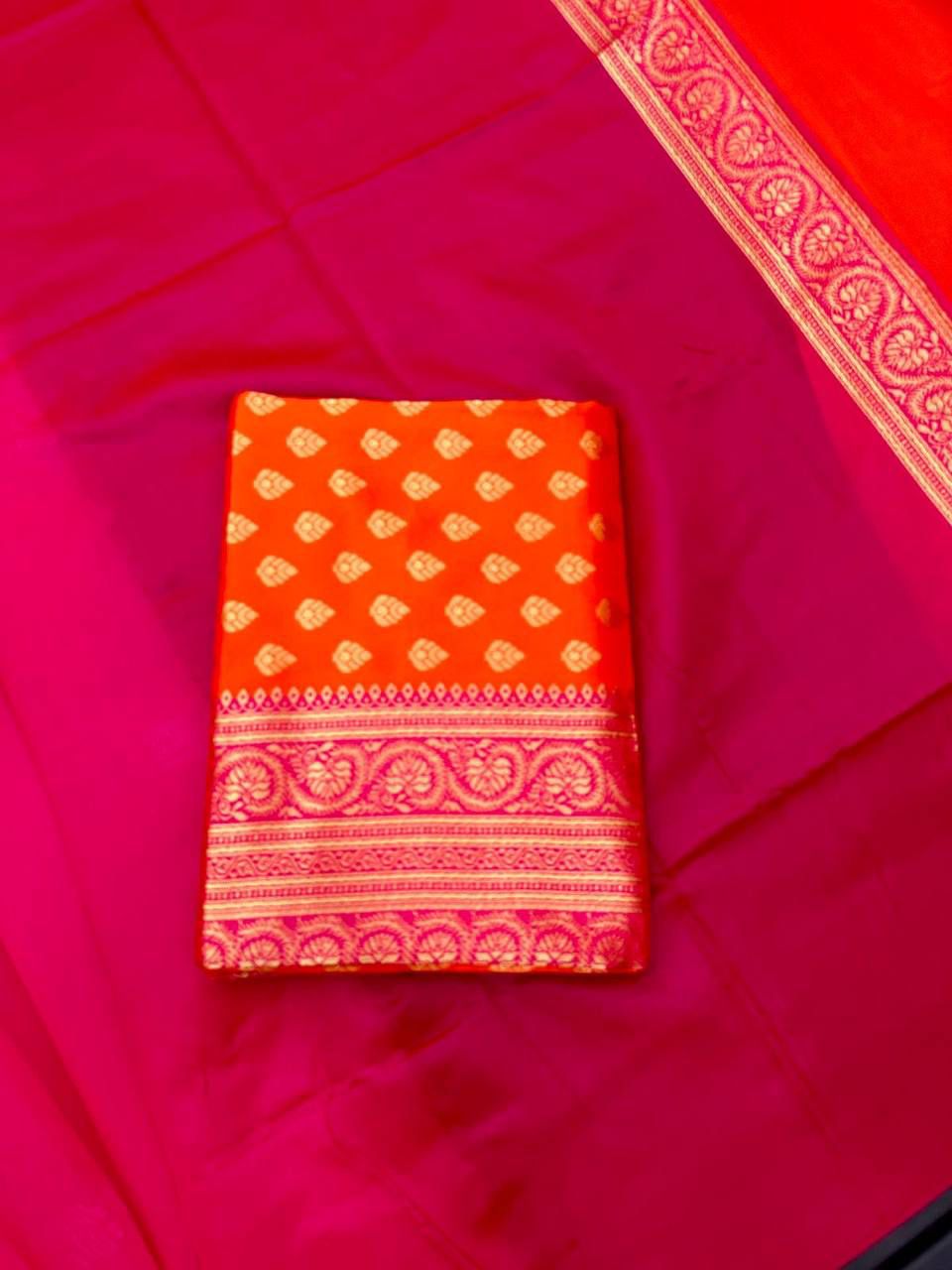 Soft Lichi Silk Jacquard Border Saree – Elegant Wedding & Party Wear