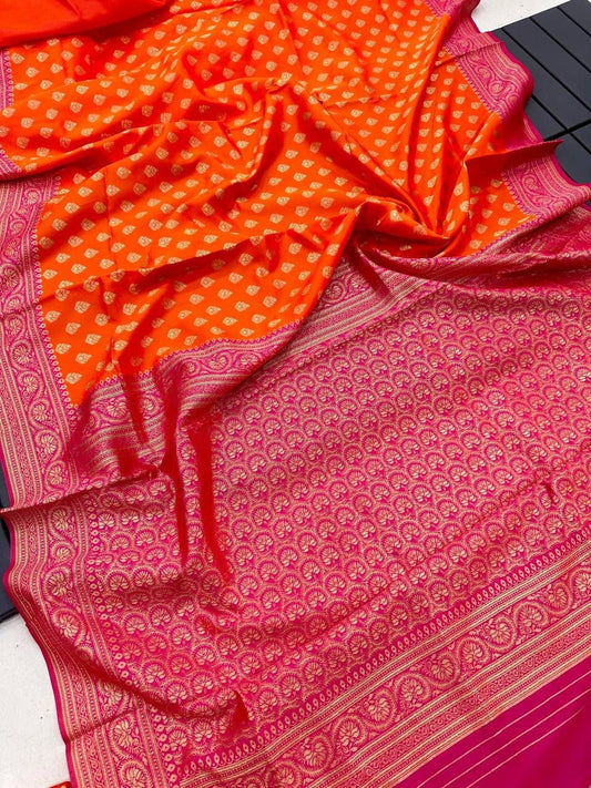 Soft Lichi Silk Jacquard Border Saree – Elegant Wedding & Party Wear