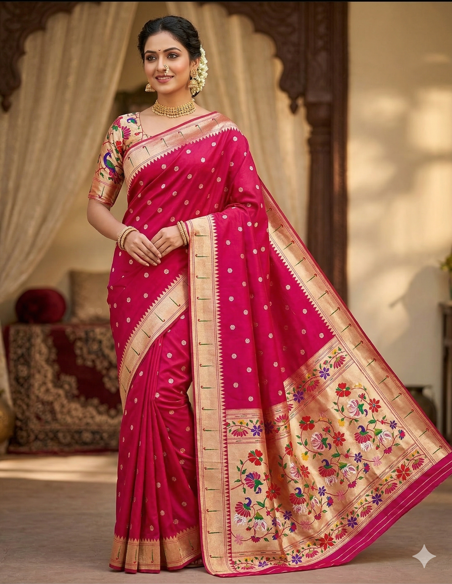 A Masterpiece of Tradition – Pink Elegant Swan Motif Paithani Silk Saree
