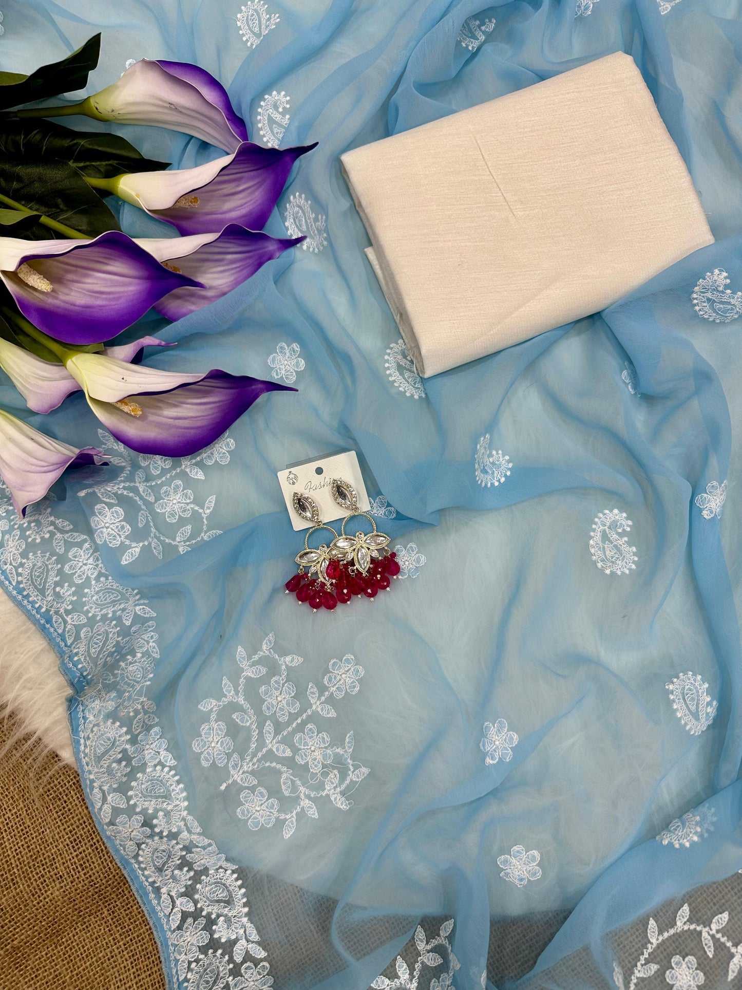 Elegant Georgette Chikankari Embroidery Saree