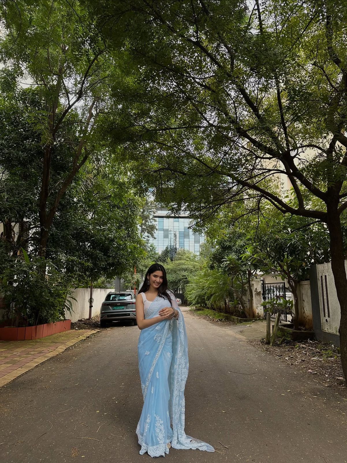 Elegant Georgette Chikankari Embroidery Saree