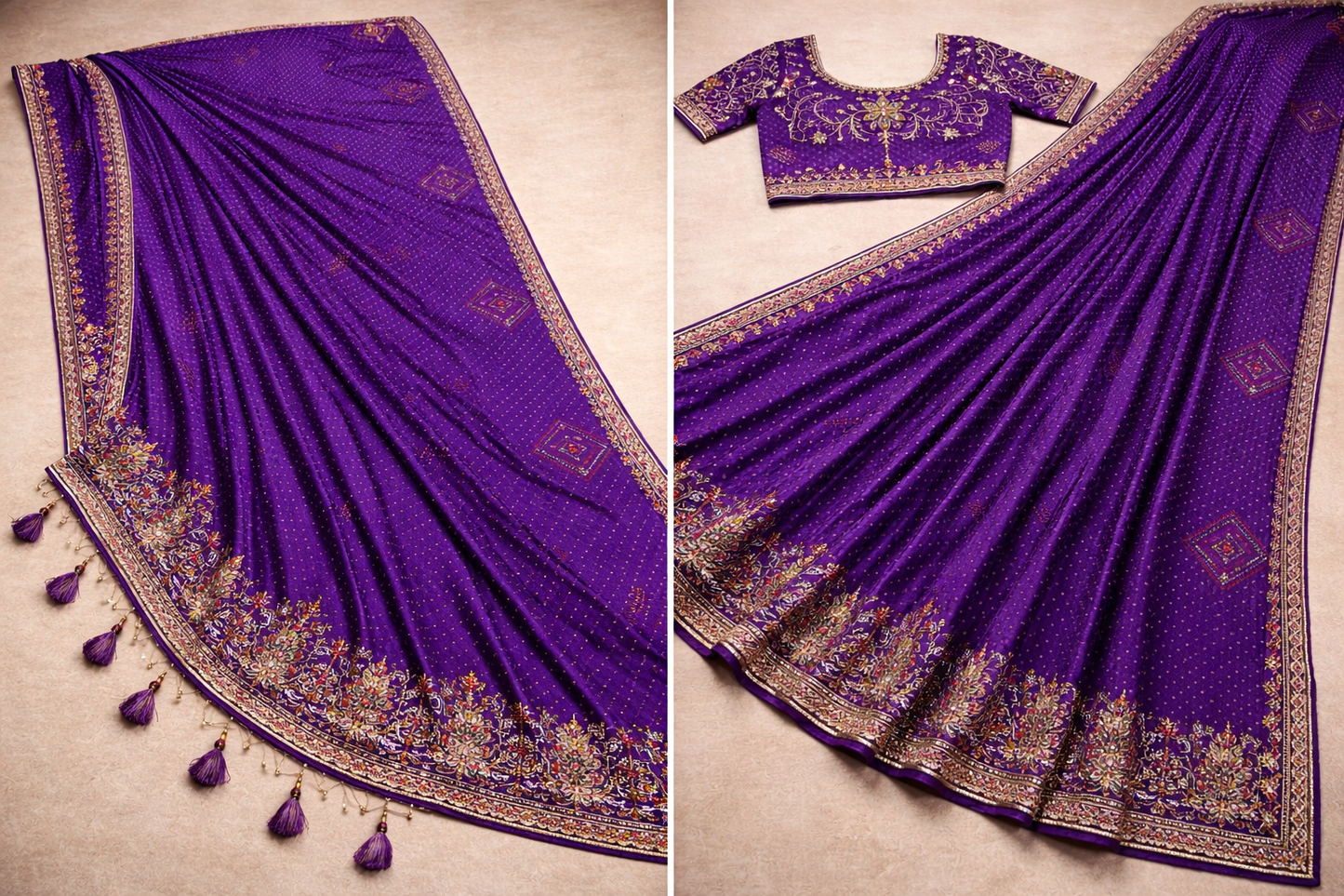 Elegant Georgette Fancy Pattern Saree with Meena Border & Embroidery Blouse