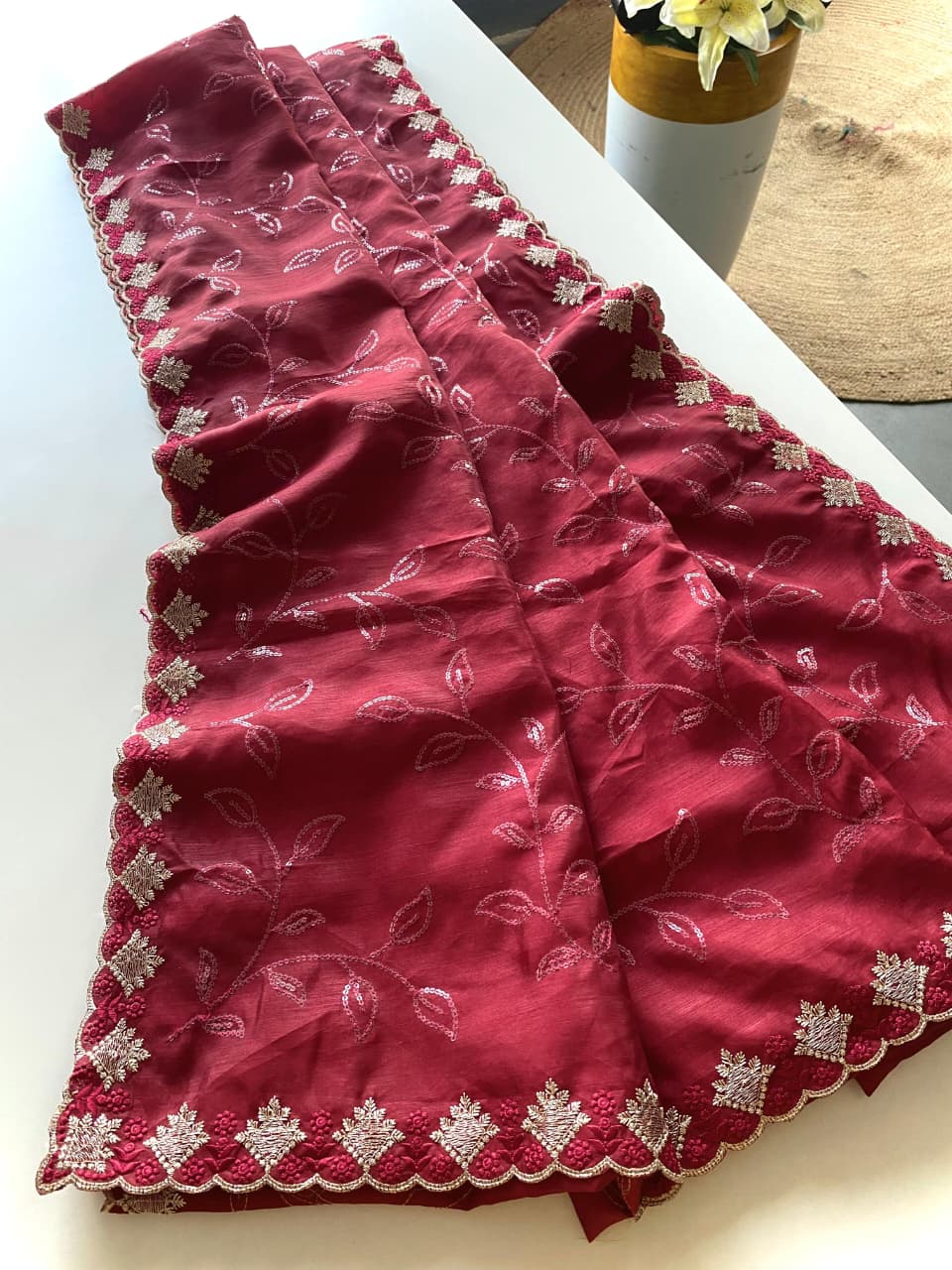 Pure Ruhi Silk Saree with Water Sequin Jaal Work