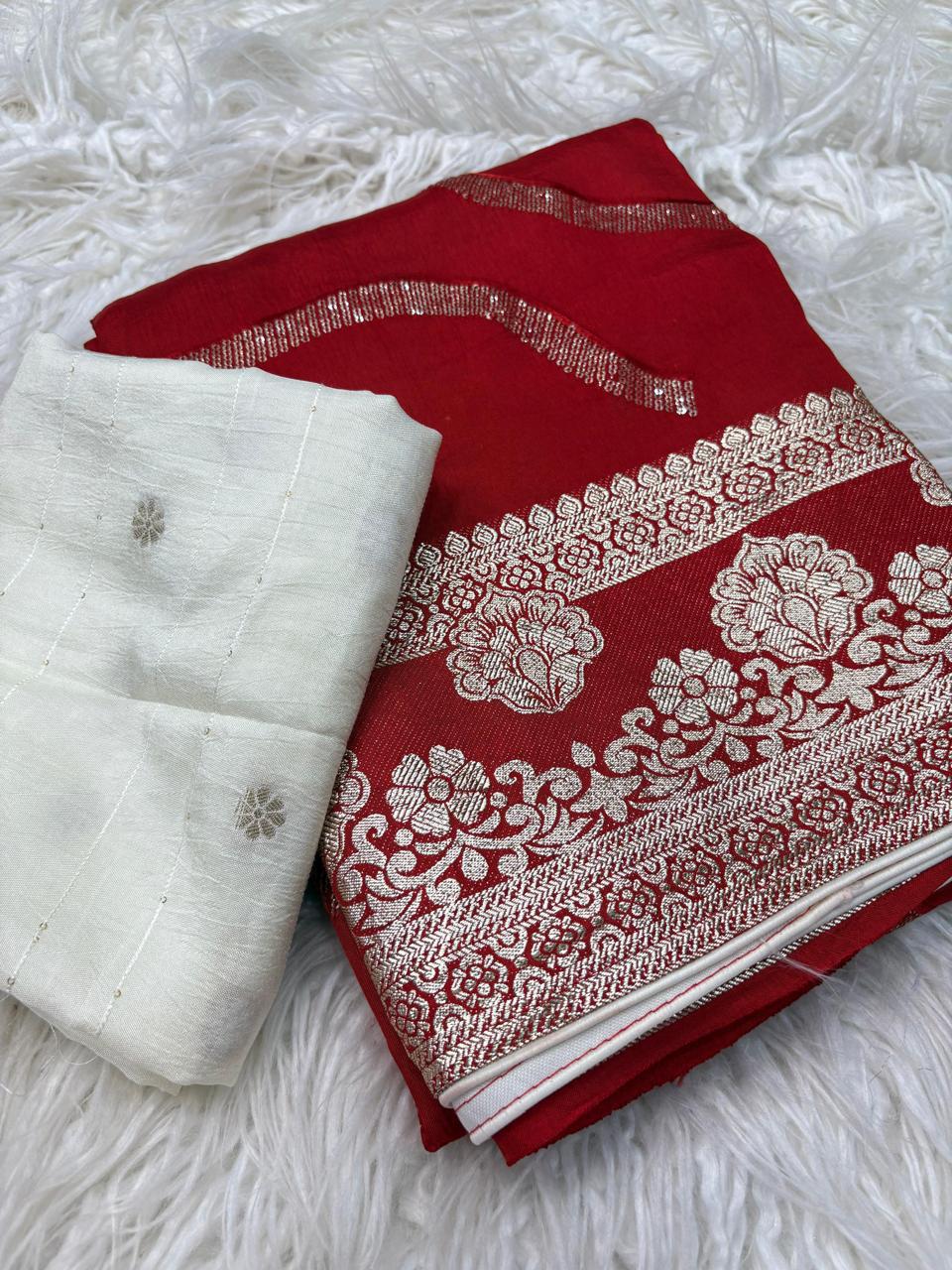 Elegant Russian Dola Partywear Saree – Grace in Every Detail