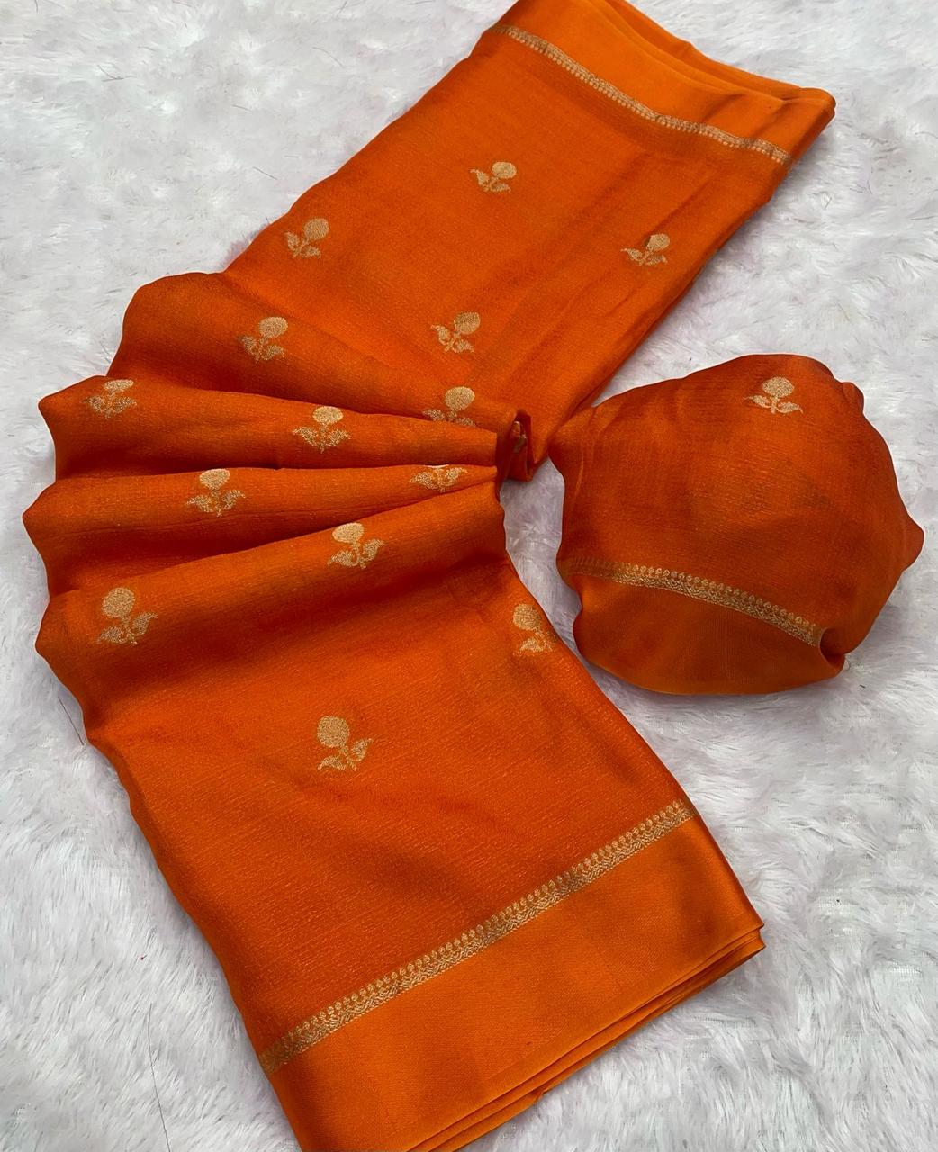 Premium Pure Soft Viscose Khadi Silk Saree with Jacquard Leaf Design