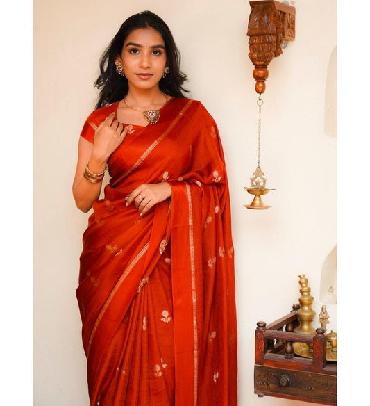Premium Pure Soft Viscose Khadi Silk Saree with Jacquard Leaf Design