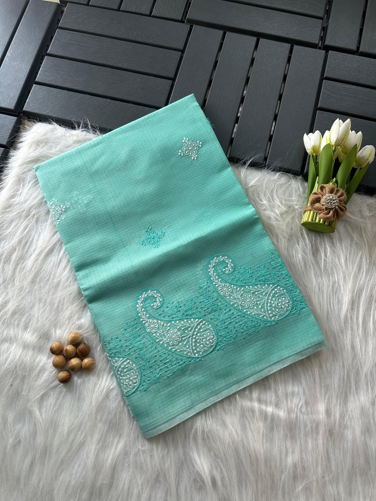 Luxury in Every Thread – Elegant Doriya Embroidery Saree