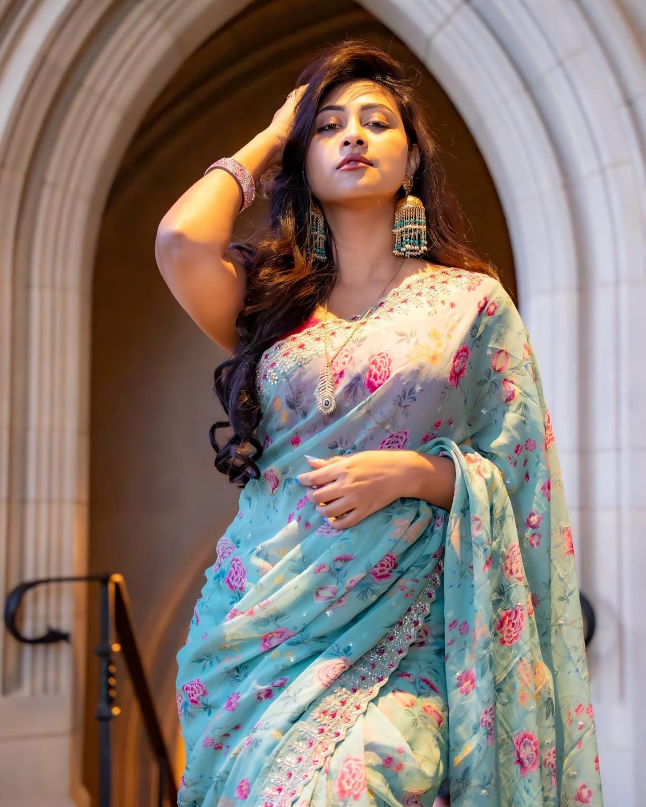 Elegant Soft Georgette Silk Saree with Designer Floral Print & Zari C-Pallu