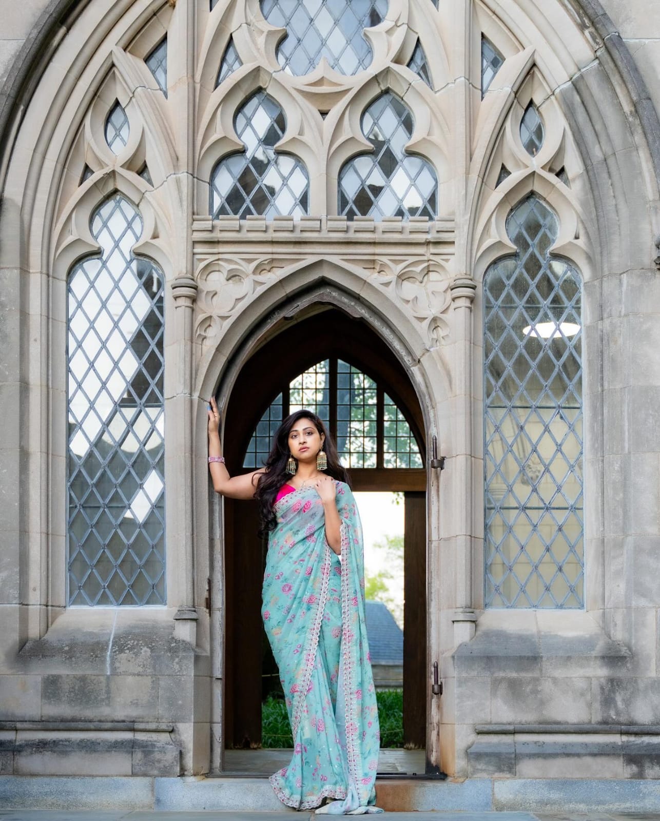 Elegant Soft Georgette Silk Saree with Designer Floral Print & Zari C-Pallu