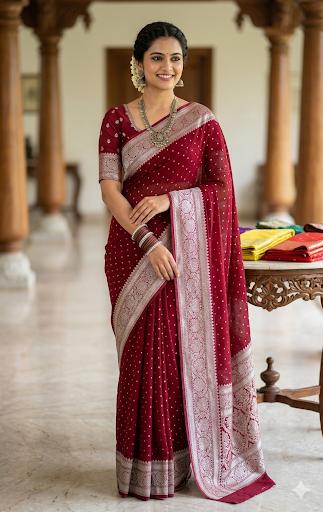 Banarasi Soft Katan Georgette Silk Saree – Elegant Jaal Weaving Collection