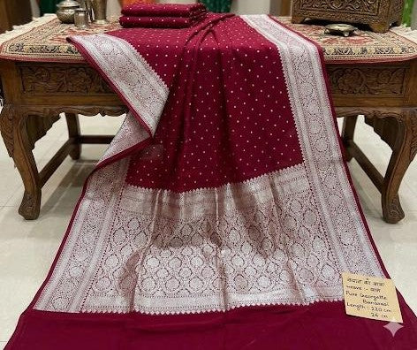 Banarasi Soft Katan Georgette Silk Saree – Elegant Jaal Weaving Collection