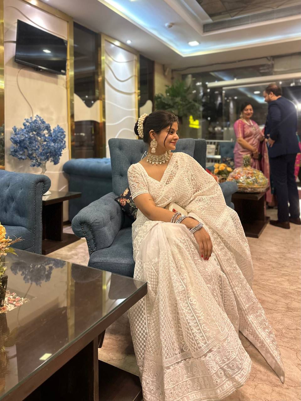 Pure Light Organza Embroidery Saree — Elegant Designer Collection