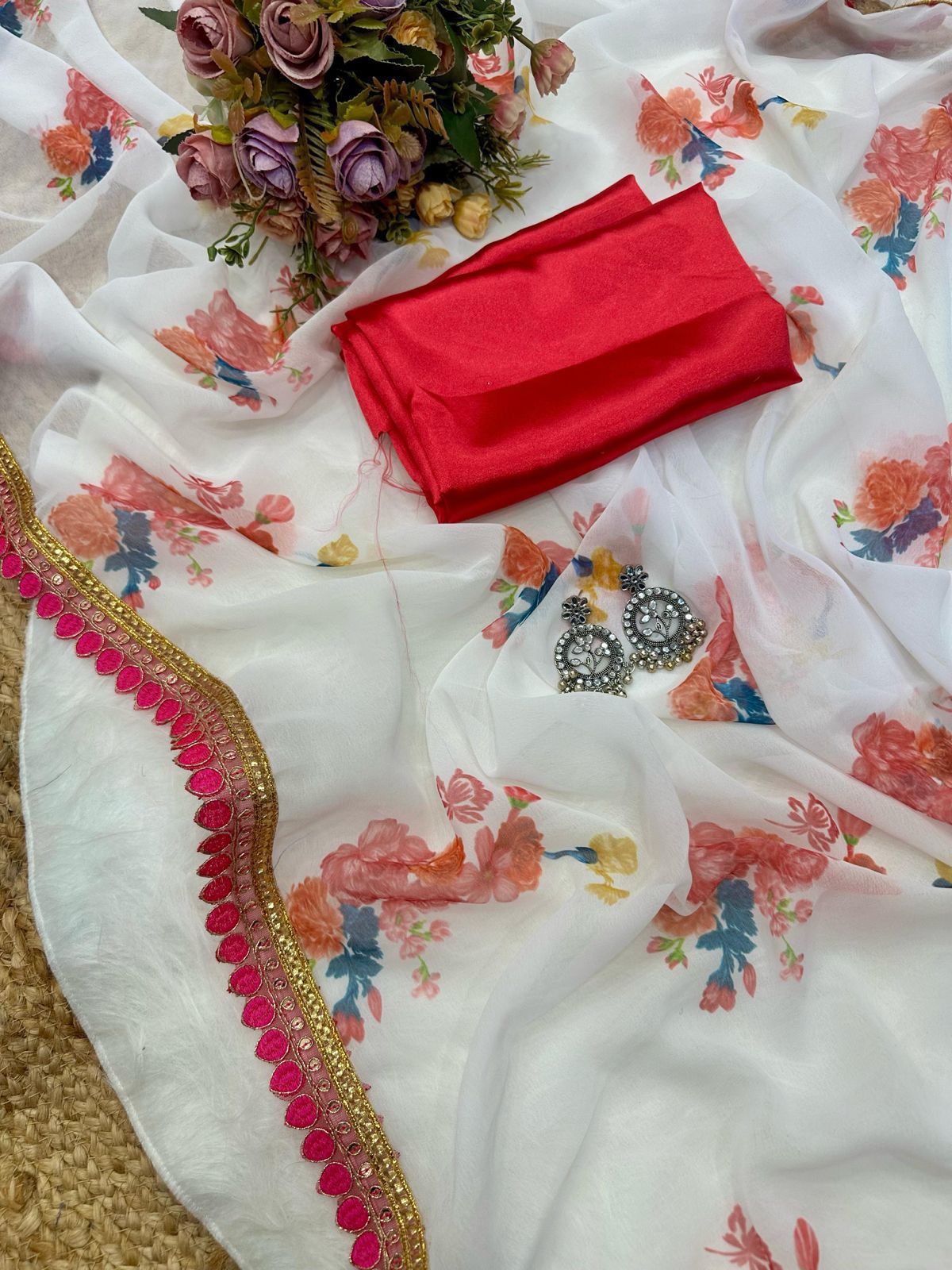 Elegant Original Georgette Saree with Digital Print & Sequence Lace