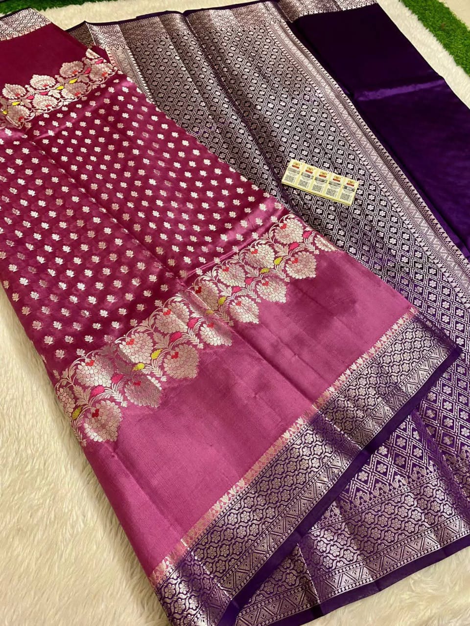 Wine color Banarasi Soft Warm Katan Silk Saree with Elegant Buta Weaving