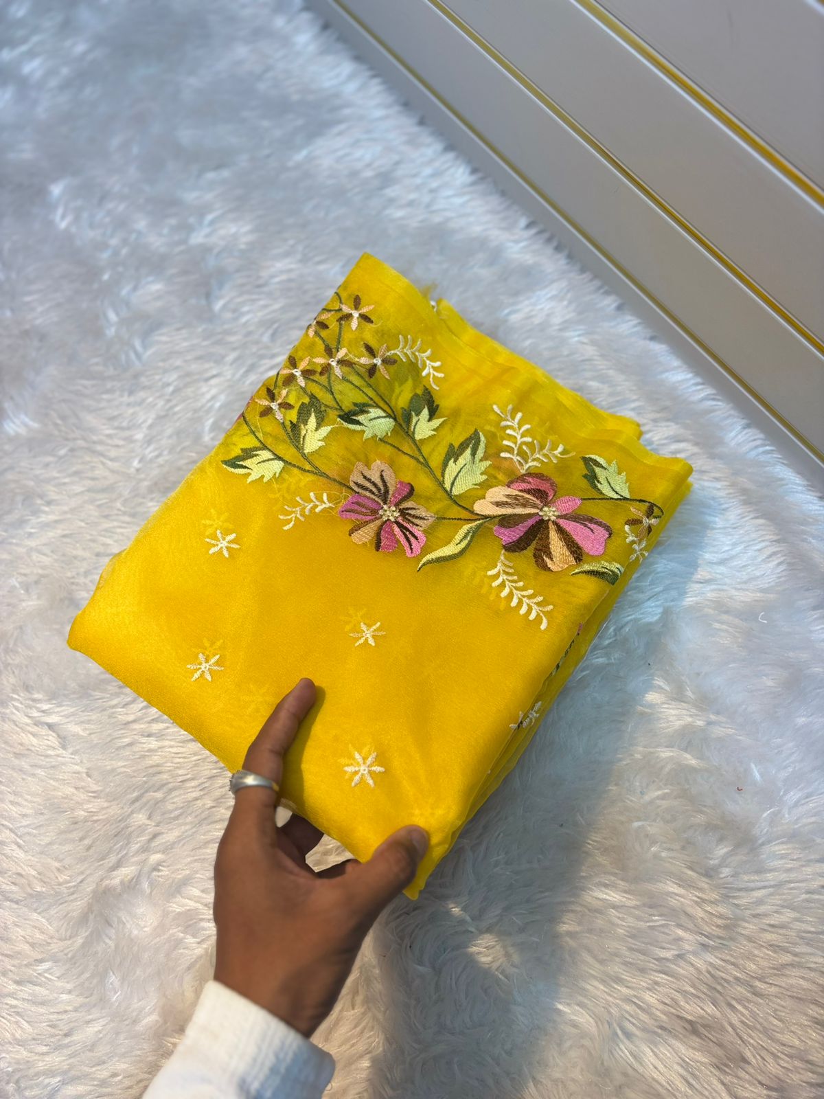 Banarasi Soft Organza Silk Saree — Elegant Cutwork Embroidery Collection