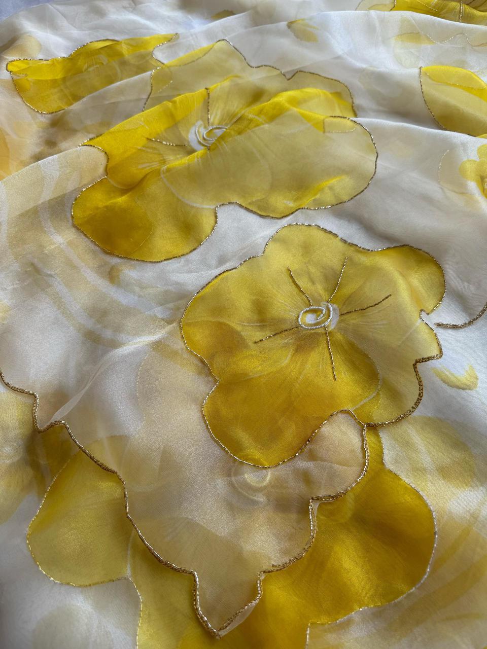 Exclusive Fancy Collection – Digital Handwork Organza Saree