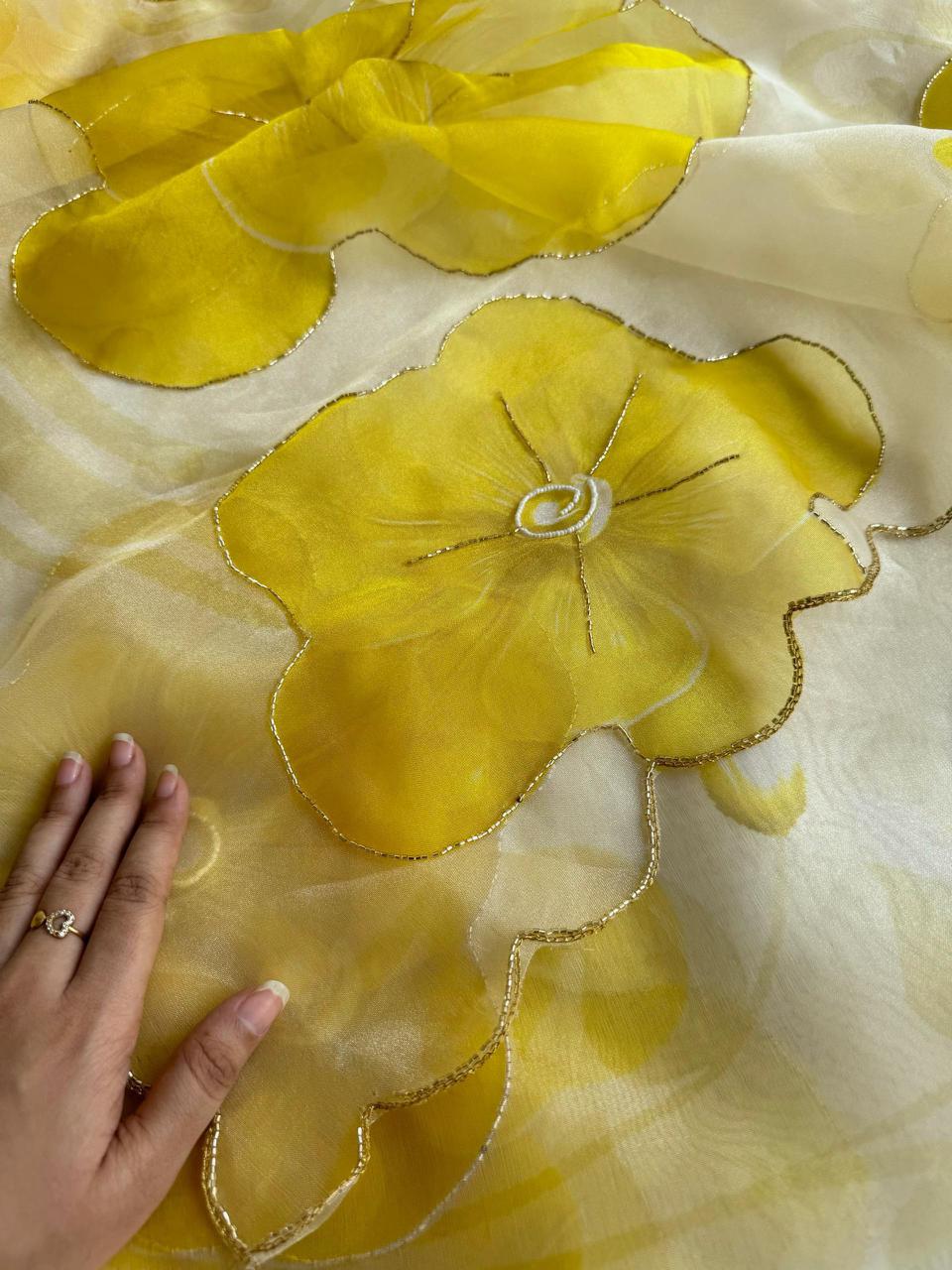 Exclusive Fancy Collection – Digital Handwork Organza Saree