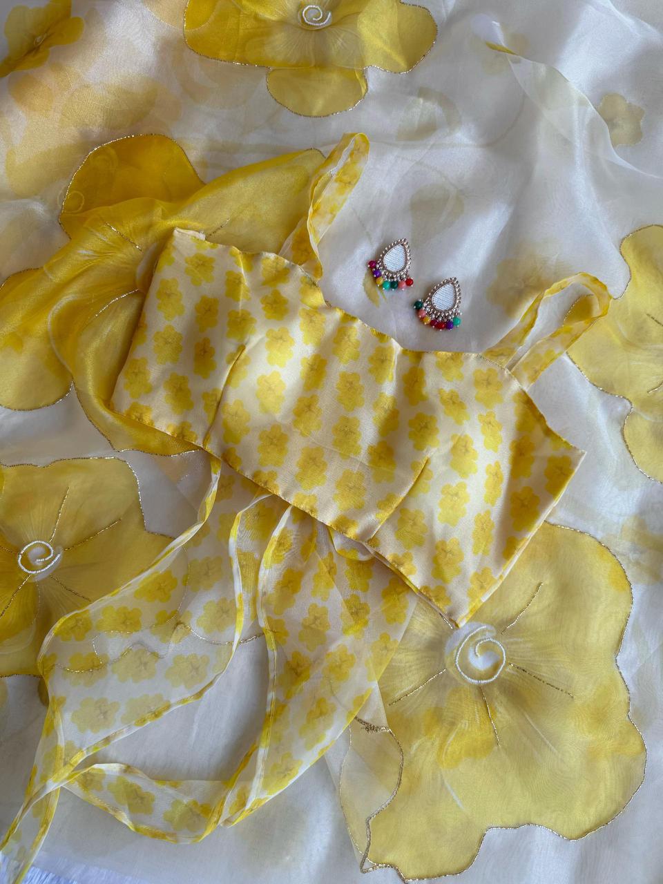 Exclusive Fancy Collection – Digital Handwork Organza Saree