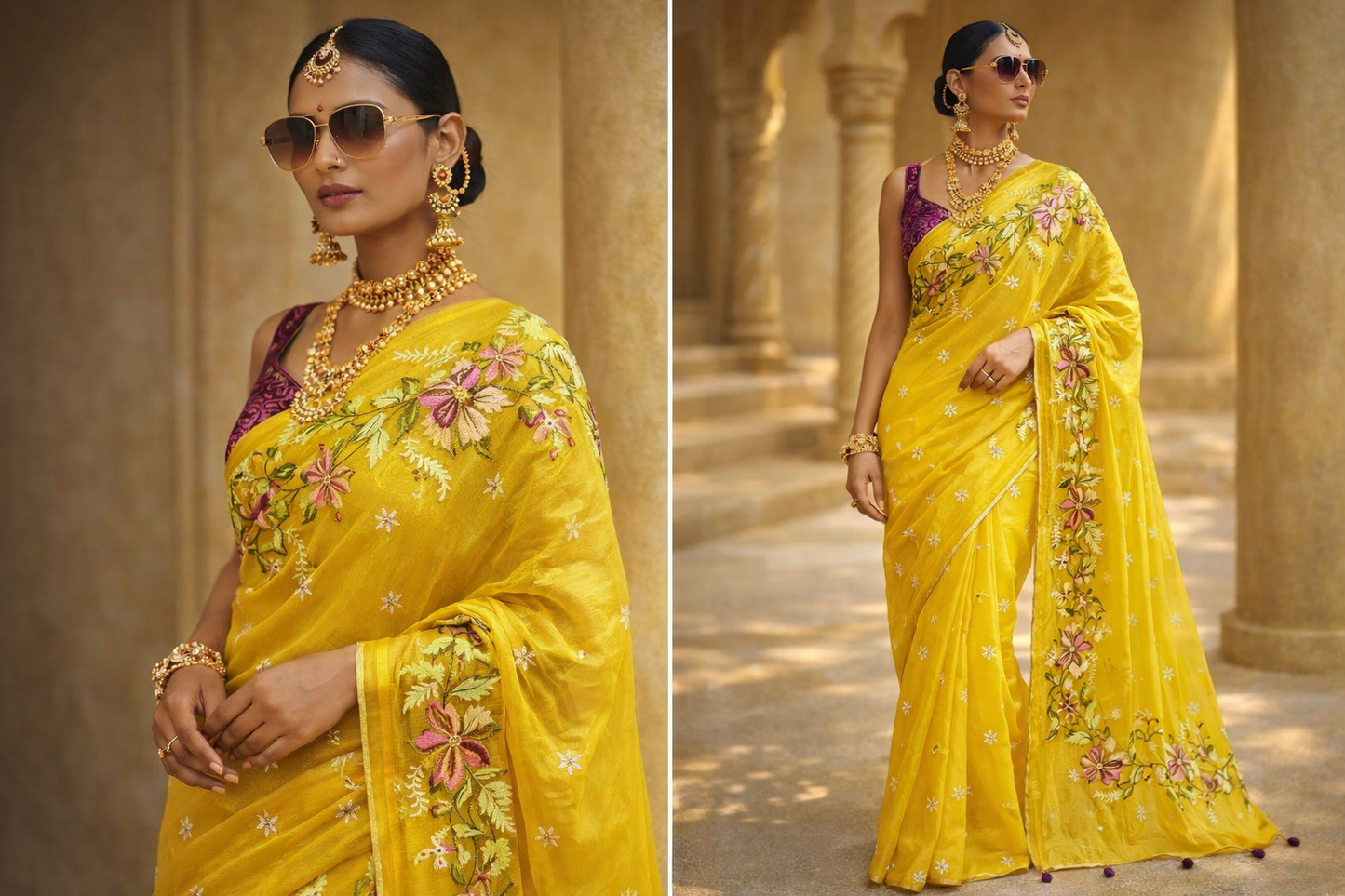 Banarasi Soft Organza Silk Saree — Elegant Cutwork Embroidery Collection
