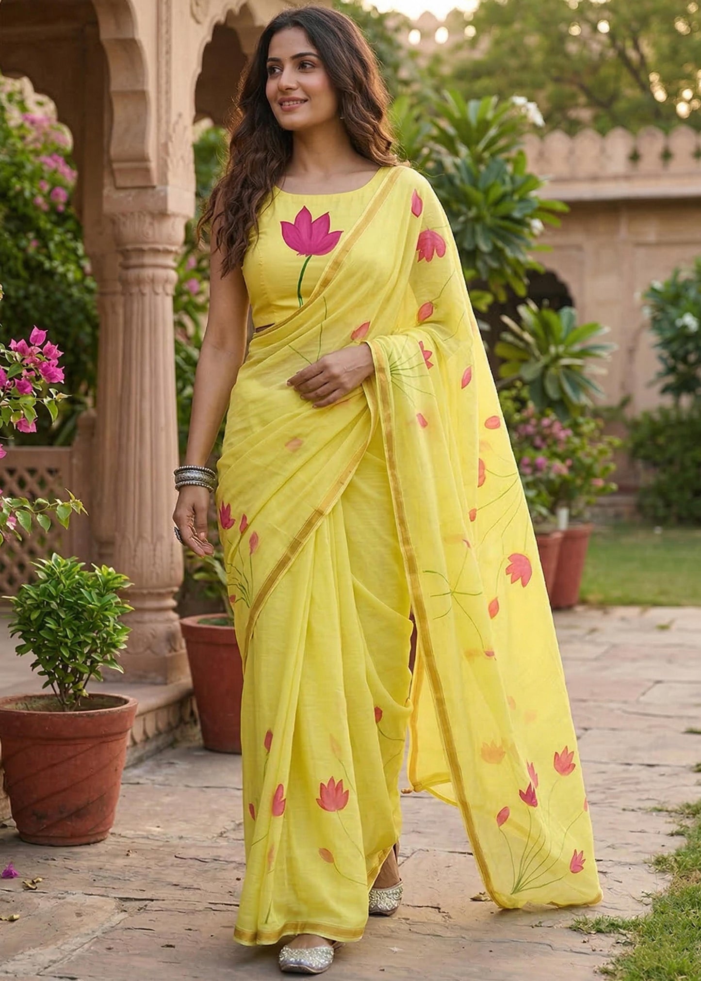 New Arrival – Exclusive Hand Painted Mulmul Cotton Saree
