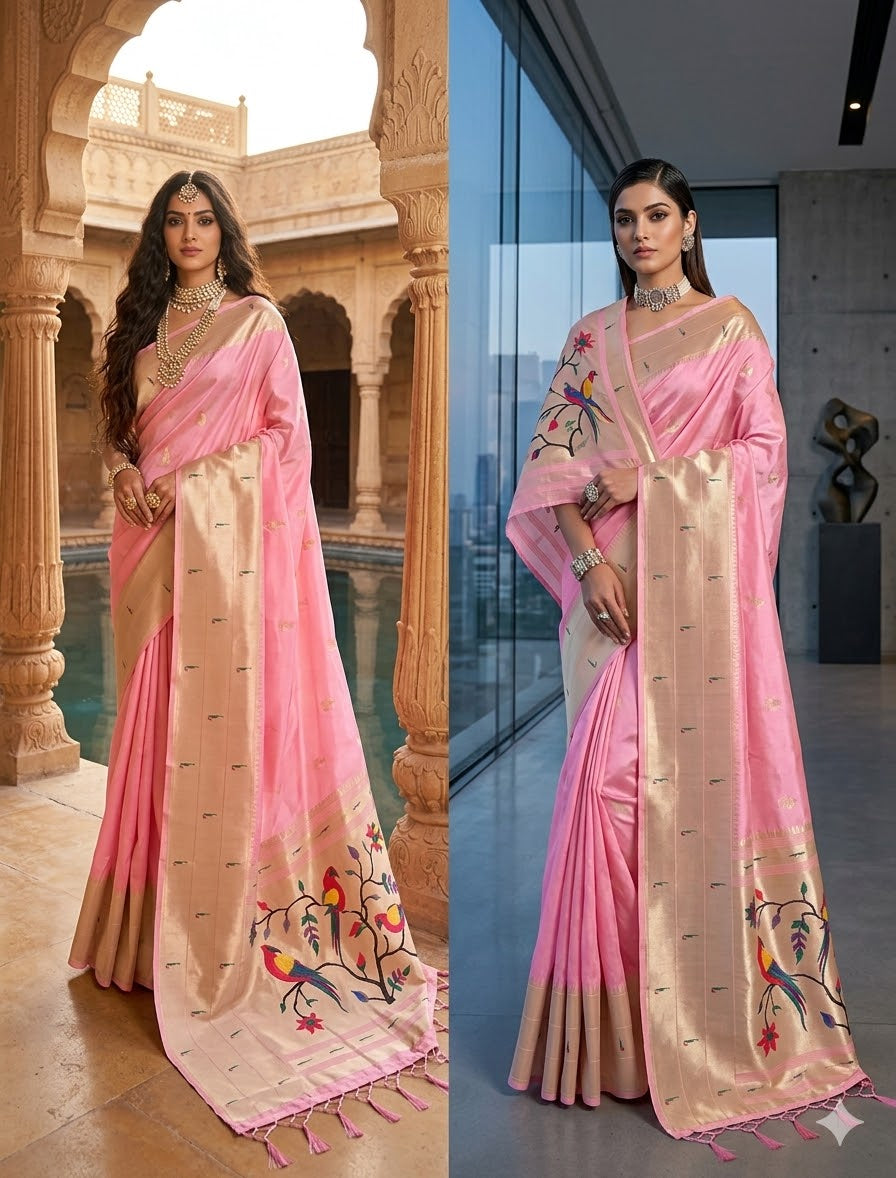 Pure Soft Kanchivaram Paithani Silk Saree – Regal Heritage Collection