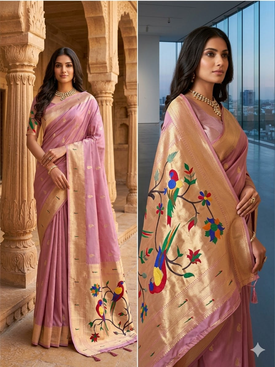 Pure Soft Kanchivaram Paithani Silk Saree – Regal Heritage Collection