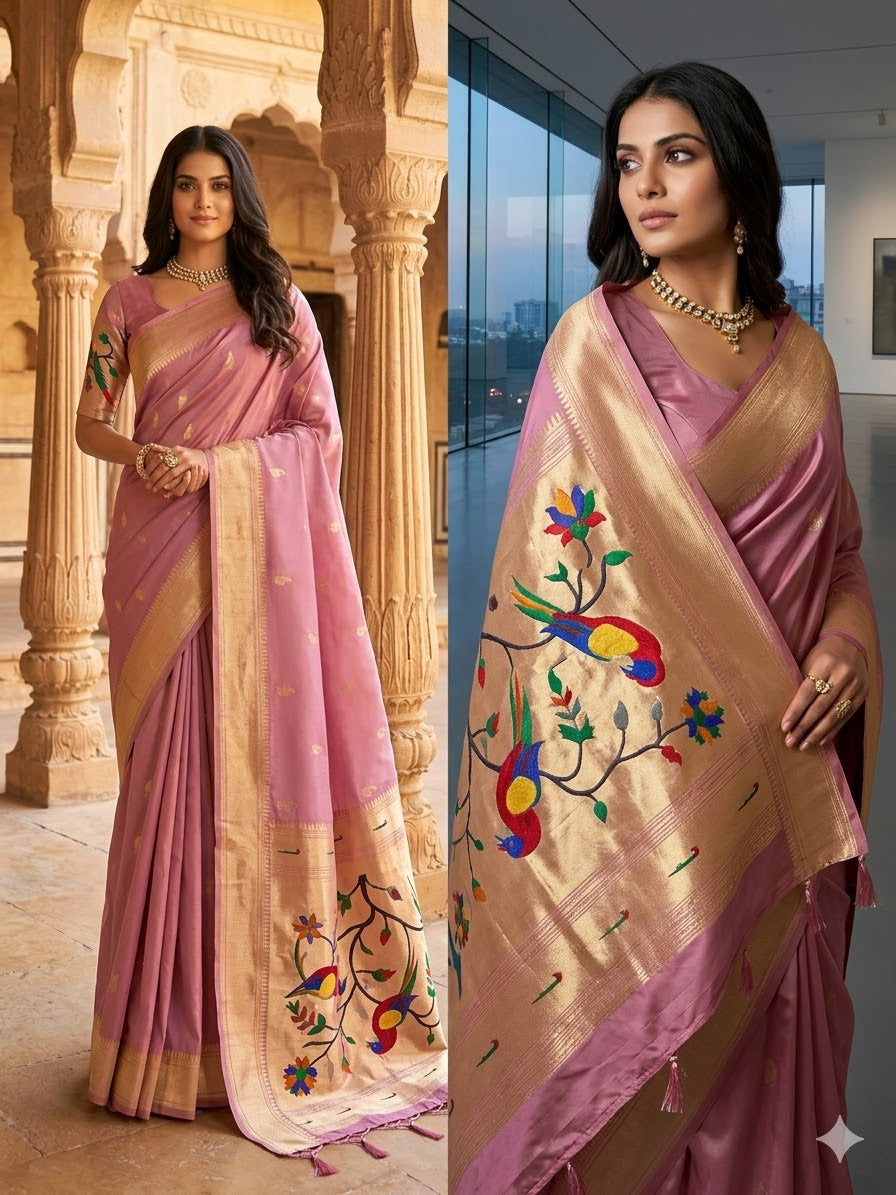Pure Soft Kanchivaram Paithani Silk Saree – Regal Heritage Collection